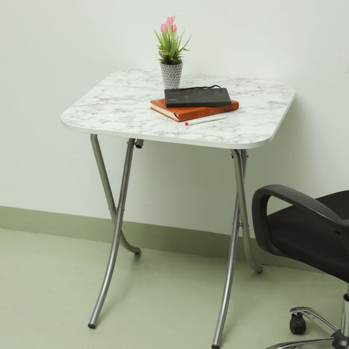 Square Table, 70cm Marble Design Portable Table, RF10997 | Square Kitchen Dining Table | Modern Small Coffee Table Living Room Accent Table With Metal Legs