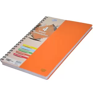 FIS 4 Subject University Books, 160 Sheets, A4 Size, Micro Perforated Pages, Orange Colour - FSUB4SPPSA