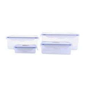 Royalford 4 Pieces Airproof Rectangle Container Set - Plastic - Clear
