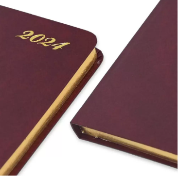 FIS Golden Bonded Leather Pocket Diary 2024 (English) Maroon - FSDI10EGB24MR