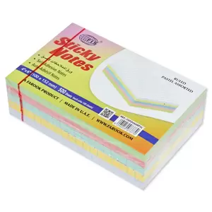 FIS Sticky Note Pad, 4X6 inches, Pack of 5, Ruled 5 Assorted Pastel Color -FSPO4X6RP5C