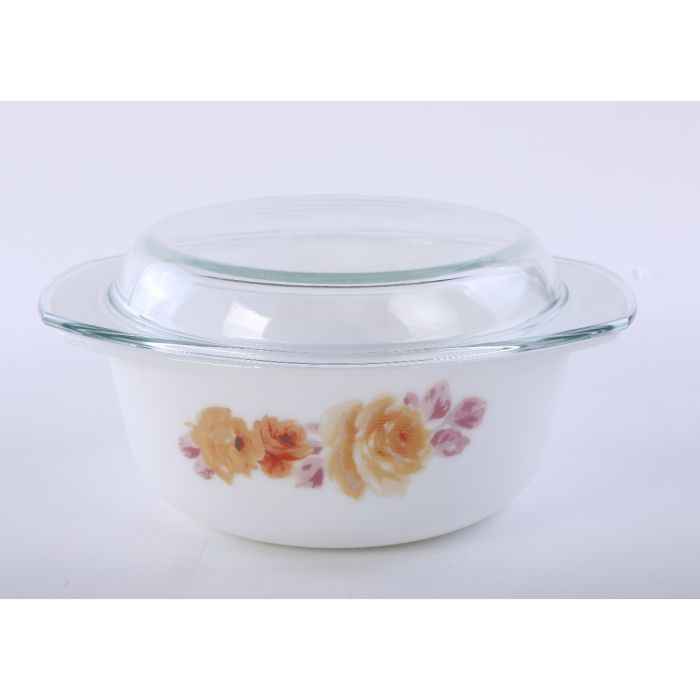 Premium 3 Pcs Opal Ware Casserole Set With Lids Tempered Glass Lids, Round Deep Serving Casseroles Bowls | Microwave & Dishwasher Safe | Ideal To Store, Reheat & Serve Multiple Dishes