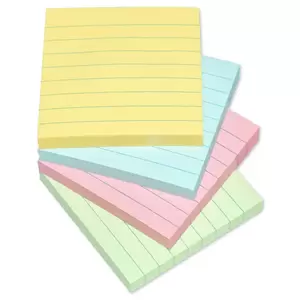 FIS Sticky Note Pad, 3X3 inches, Pack of 4, Ruled 4 Assorted Pastel Color -FSPO3X3RP4C