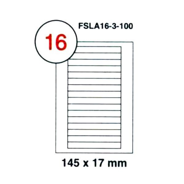 FIS Multipurpose Laser Labels, Colour White, Size 145X17MM, (16 Sticker x 100 Sheet) A4 Size, E.U. Origin Material - FSLA16-3-100