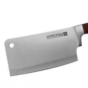 Royalford 6" Cleaver Knife With Wooden Handle - Stainless Steel - Brown