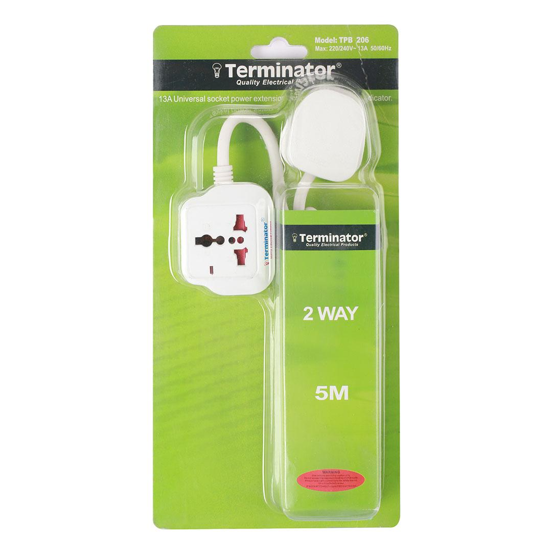 2 Way Universal Extension Socket Lead With 5M Cable 13A Plug