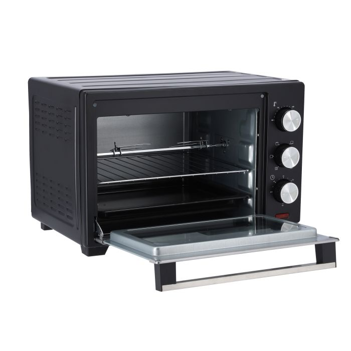 Geepas GO34045 30L Electric Kitchen Oven - Powerful 1600W With Crumb Tray, 60 Minutes Timer & Rotisserie & Convection Function | 6 Selectors For Baking & Grilling | 4 Accessories Included