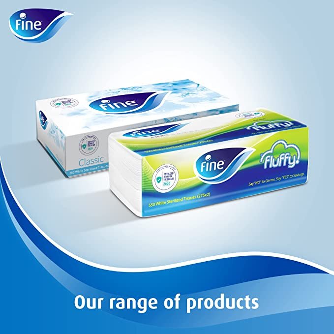 Fine Facial Tissues, Fluffy, Plastic Cases (10 Packs x 200 Sheets 2 Ply)