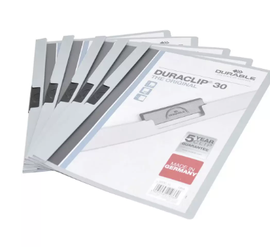 25-Piece Durable Plastic Duraclip File, A4 Size, Grey Colour - DUPG2200-10