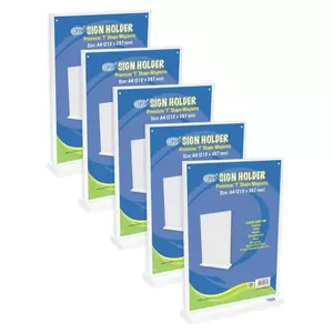 FIS Premium T Shape Magnet Sign Holder, Portrait -A4 Size Pack of 5 Pieces -FSNA1501-5