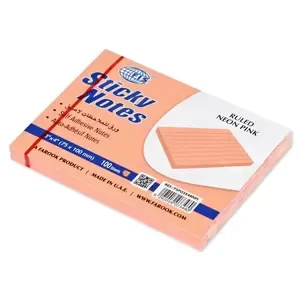 FIS Sticky Note Pad, 3X4 inches, Pack of 12, Ruled Neon Pink -FSPO3X4RNPI