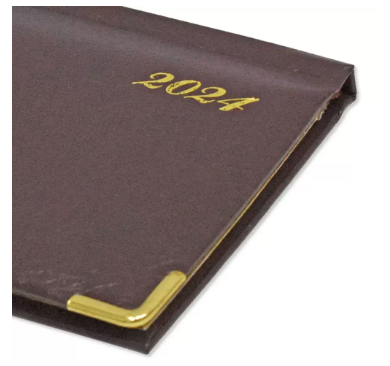 Fis 2024 Golden Slim English Diary Vinyl, 1 Side Padded Chocolate -FSDI52EG24CH
