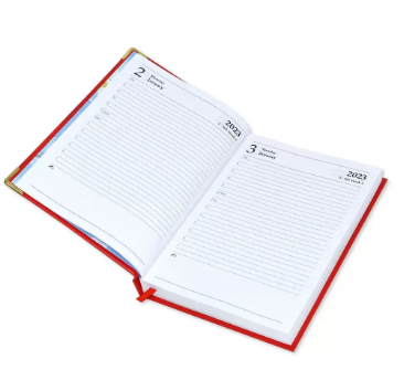 Fis 2023 A5 Diary,Gold Corners,English Vinyl 1Side Padded Red -FSDI22E23RE