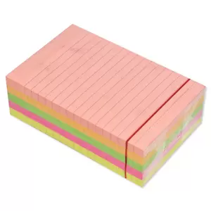 FIS Sticky Note Pad, 4X6 inches, Pack of 5, Ruled 5 Assorted Neon Color -FSPO4X6RN5C