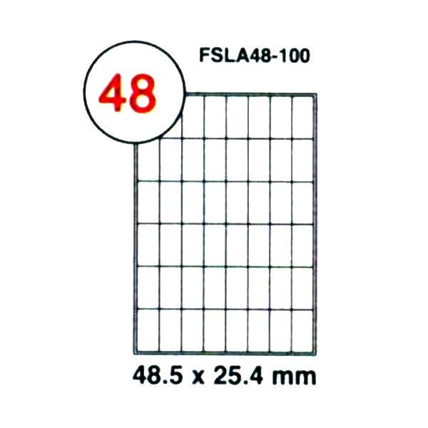 FIS Multipurpose Laser Labels, Colour White, Size 48.5X25.4MM, (48 Sticker x 100 Sheet) A4 Size, E.U. Origin Material - FSLA48-100