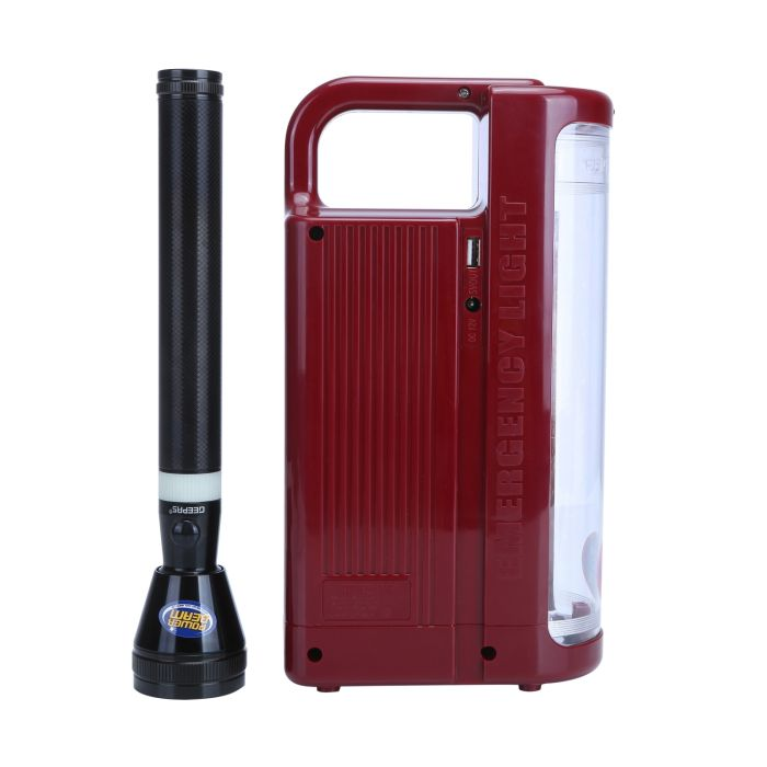 Geepas Rechargeable LED Lantern & 1Pc Torch | Emergency Lantern With Light Dimmer Function | 24 Pcs Super Bright LEDs, 20Hours Working Lantern | Ideal For Outings, Trekking, Campaigning And More