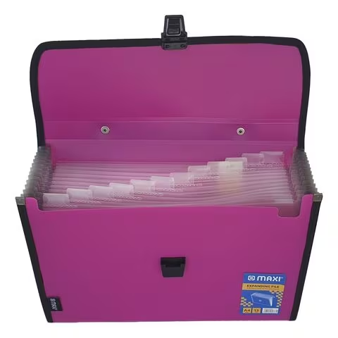 Maxi Expanding File With Handle A4 Size 13 Tab Pink