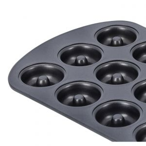 Royalford Doughnut Pans For Baking With 12 Slots - Aluminium - Black