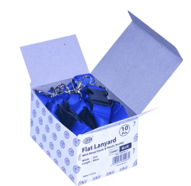 10-Piece FIS Lanyard Blue with Metal Hook & Plastic Buckle, 2X90cm - FSNAPBL/10