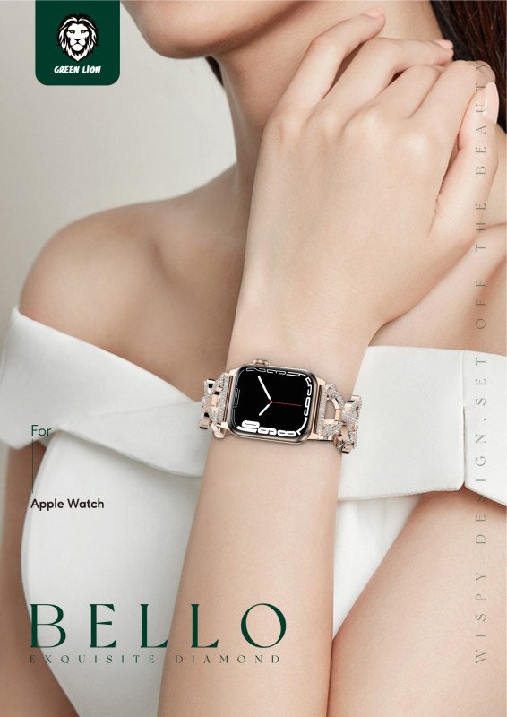 Green Bello Cyrstal Strap for Apple Watch 42/44/45MM - Black