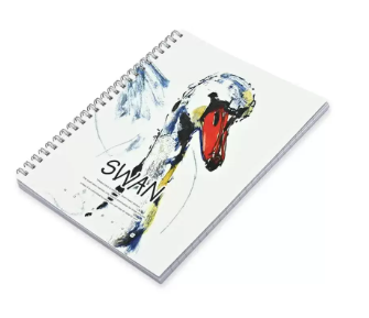 FIS Pack Of 5 Spiral Soft Cover Notebook, 96 Sheets A5 Swan Design 2 -FSNBSSCA596-SWA2