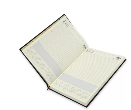 FIS Bonded Leather Diary 2024 (English) Black, A4 - FSDI40EBI24BK