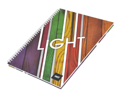 LIGHT Pack of 5 Spiral Hard Cover Note Book, Single Line, Size A4, 100 Sheets - LINBHSA41603