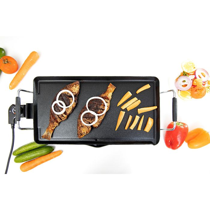 Geepas Electric Teppanyaki Grill For Camping, Ideal For Frying, Grilling And Cooking - Large Surface 46 X 26cm, Non-Stick Material, Cool Touch Handle | 2 Year Warranty