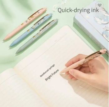 Deli V660 gel pen push brush pen new student press type quick drying strengthened needle tube national style creativity