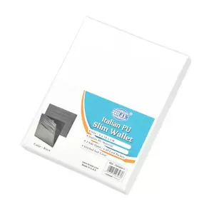 FIS Italian PU Soft Cover Stiched Slim Wallet Polyurethane For Unisex, Two Side open 6 ID Card Pockets, Size 8 x 10.5 cm, Black Colour - FSPQSW11