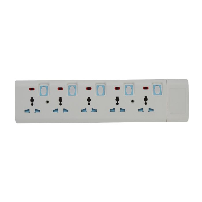 Geepas 5 Way Extension Socket 13A - Extension Lead Strip With 5 Led Indicators & 5 Power Switches | Extra Long 3m Cord With Over Current Protected | Ideal For All Electronic Devices | 2 Years Warranty