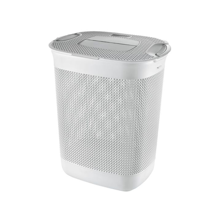Royalford Plastic Laundry Basket With Lid- RF11092| Multi-Purpose Basket With A Slit| Break-Resistant, Light-Weight, Durable And Stylish Construction| Large Space Perfect For Storage| White