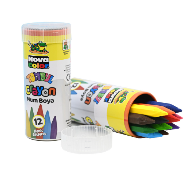 Nova Color Crayons Set Of 12 Tube(Blue,Green,Yellow,Red,Brown,Light Green,Light Blue,Purple, Orange,Black, Pink And Light Brown) -KRCRNC-2115