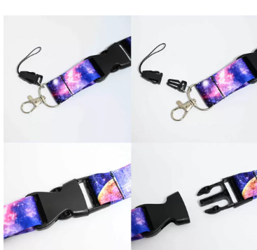 FIS Bag of 1 Fancy Lanyard With Metal Hook Width:2.5CM, Length:90CM with Transperent Name Badge 62x102 MM Purple/Blue Color -FSNAF1-1