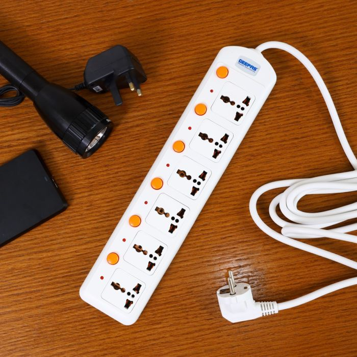 6 Way Extension Board VDE Plug With Individually On/Off Switch- Power Extension Socket -Multi Plug Power Cable
