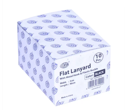 10-Piece FIS Lanyard Black with Metal Hook & Plastic Buckle, 2X90cm - FSNAPBK/10