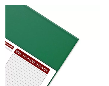 FIS Year Planner 2024 (English/French) PVC Desk Blotter, Green - FSDK2EF24GR