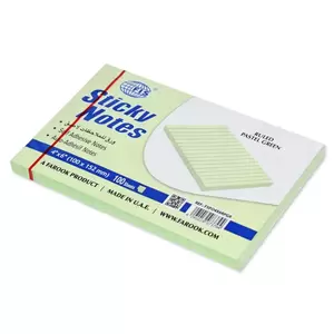 FIS Sticky Note Pad, 4X6 inches, Pack of 6, Ruled Pastel Green -FSPO4X6RPGR