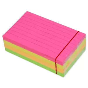 FIS Sticky Note Pad, 3X5 inches, Pack of 4, Ruled, 4 Assorted Neon Color -FSPO3X5RN4C