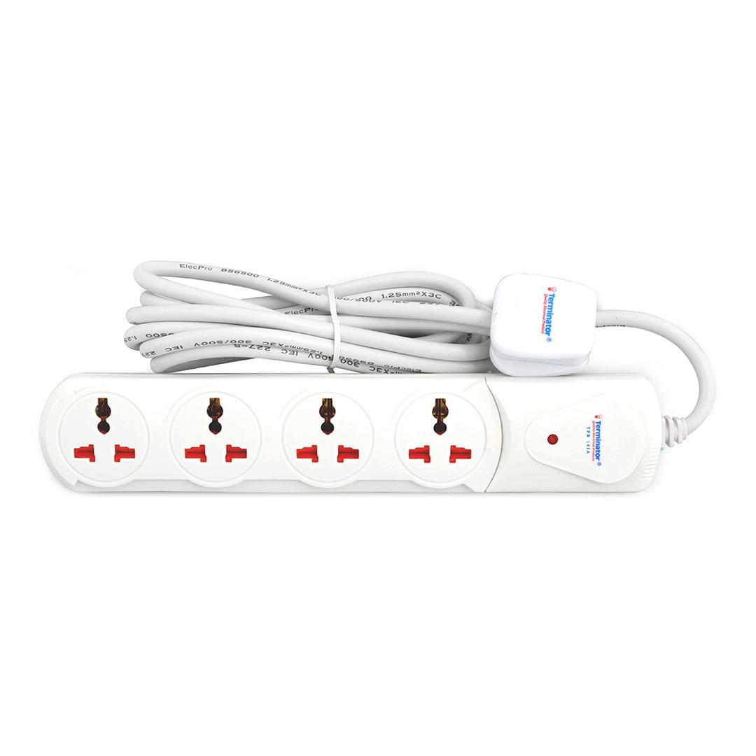 4 Way Universal Power Extension Socket Single LED Off 2M Cable 3 Way Multi Adaptor 42BE