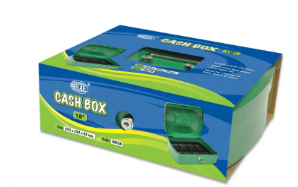 FIS Cash Box Steel Green Color With key lock, 255 x 200 x 90 mm, 10 Inch Lock Size - FSCPTS0120GR