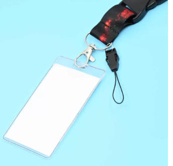 FIS Bag of 1 Fancy Lanyard With Metal Hook Width:2.5CM, Length:90CM with Transperent Name Badge 62x102 MM Black/Red Color -FSNAF2-1