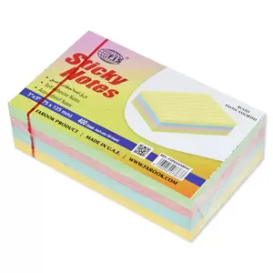 FIS Sticky Note Pad, 3X5 inches, Pack of 4, Ruled 4 Assorted Pastel Color -FSPO3X5RP4C