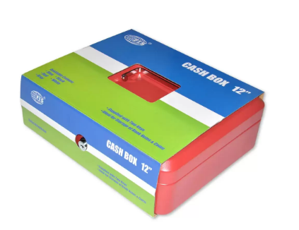 FIS Cash Box with Key 12 Inch, Matt Finish Red Color - FSCPTS0019RE