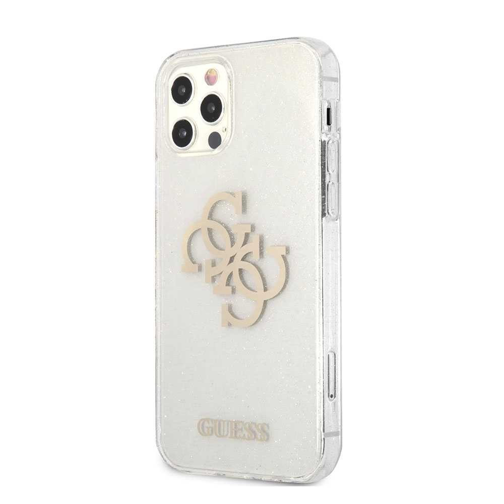 Guess TPU Glitter Big Gold 4G Hard Case for iPhone 12 / 12 Pro ( 6.1" ) - Transparent