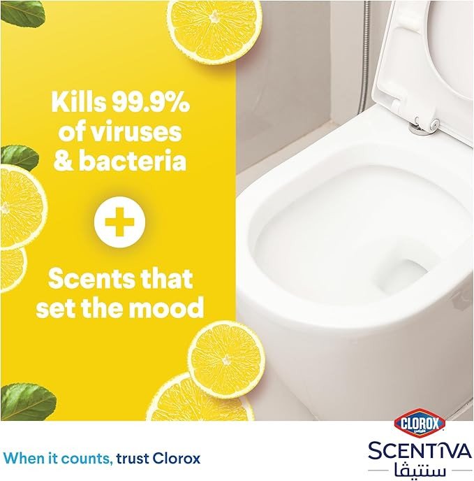 Clorox Scentiva Toilet Cleaner Dual Pack 709 ml, Madagascar Citrus Grove, Bleach Free, Kills 99.9% of Viruses and Bacteria