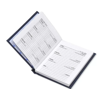 FIS 2024 Pocket Diary Arabic English Vinyl 1 Side Padded Week View Blue -FSDI12AE24BL