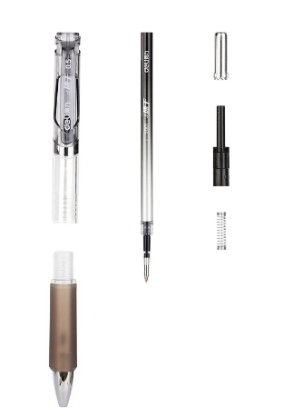 12PCS Deli S801 press gel pen 0.5 bullet quick-drying press type signature pen office student stationery pen