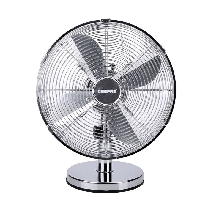12-Inch Metal Table Fan - 3 Speed Settings With Oscillating/Rotating And Static Feature | Electric Portable Desktop Cooling Fan For Desk Home Or Office Use | 2 Year Warranty