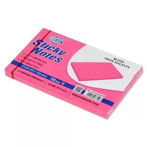 FIS Sticky Note Pad, 3X5 inches, Pack of 12, Ruled Neon Magenta -FSPO3X5RNMG